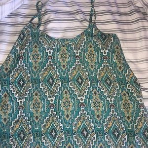 Hollister green pattern tank top